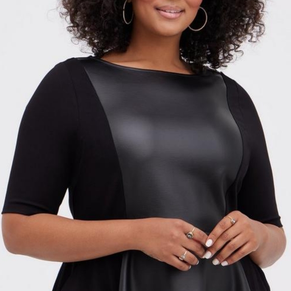 Skater Dress - Luxe Ponte Coated Black - Picture 8 of 10